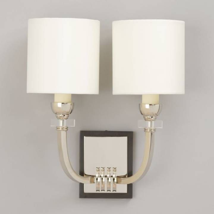 Picture of MARLOW WALL LIGHT, NICKEL WITH BRONZE BACKPLATE, 2 ARM