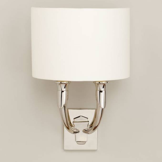Picture of FRENCH HORN WALL LIGHT, NICKEL, 2 LIGHTS, US BACKPLATE