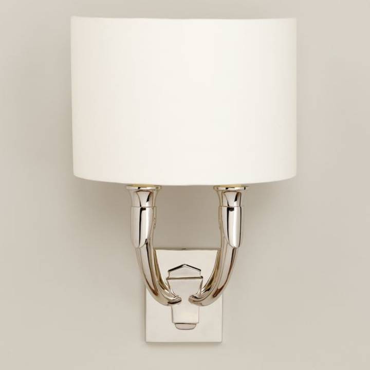 Picture of FRENCH HORN WALL LIGHT, NICKEL, 2 LIGHTS, US BACKPLATE