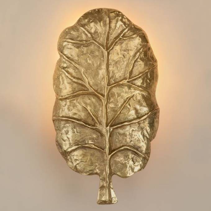 Picture of ASHDOWN LARGE LEAF WALL LIGHT, BRASS, 2 CFL