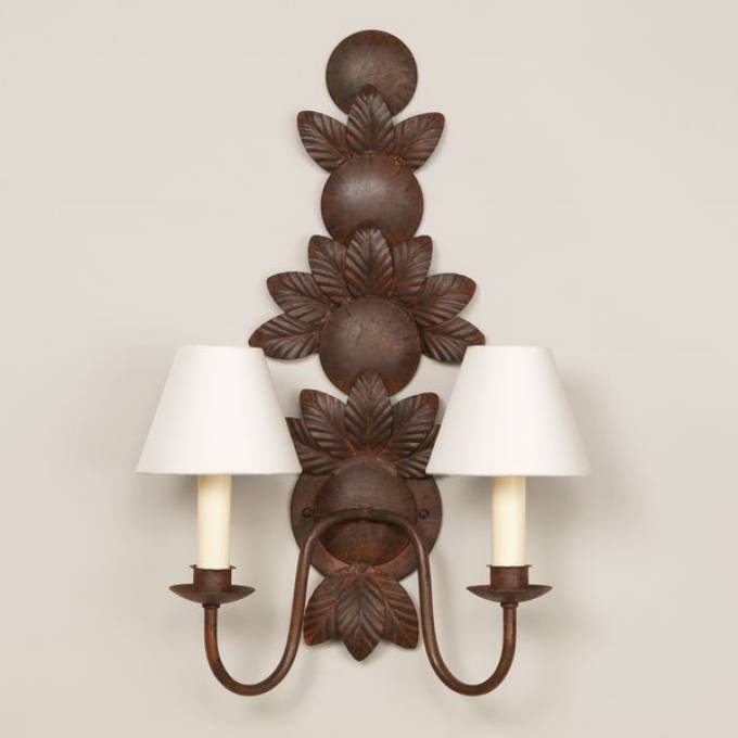Picture of CASSIS IRON LEAF WALL LIGHT, RUST, 2 LIGHTS