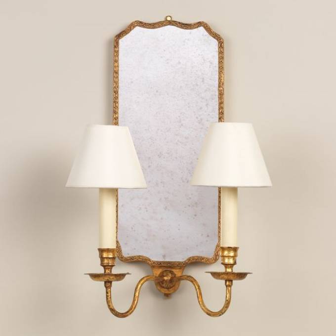 Picture of SWEDISH WALL LIGHT, GILTWOOD, ANTIQUE MIRROR, 2 ARM
