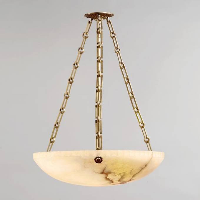 Picture of BOLTON ALABASTER BOWL LIGHT, BRASS, 3 LIGHTS