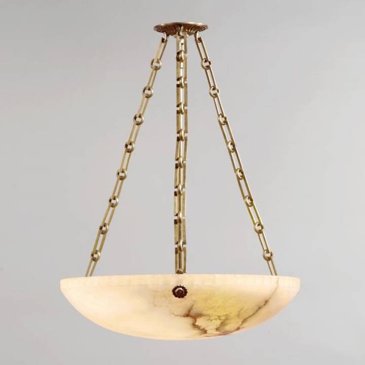 Picture of BOLTON ALABASTER BOWL LIGHT, BRASS, 3 LIGHTS