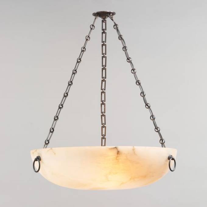 Picture of BURTON ALABASTER BOWL, IVORY, BRONZE, 6 LIGHTS