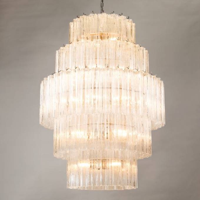 Picture of LYMINGTON CHANDELIER, 5-TIER, 35.25" WIDE, NICKEL & GLASS