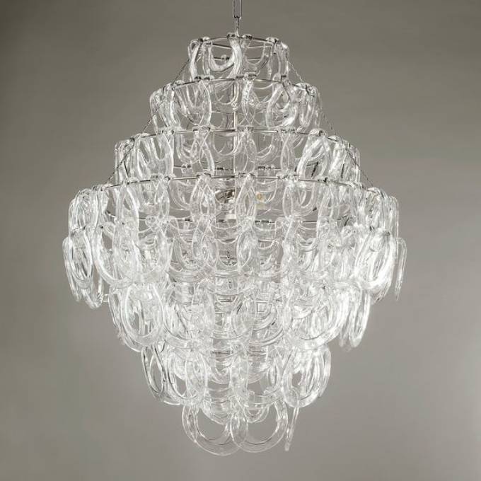 Picture of SORBONNE CHANDELIER, NICKEL & GLASS, 4 LIGHTS