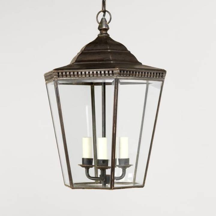 Picture of GEORGIAN PORCH LANTERN, LARGE, DISTRESSED BRONZE, 3 LIGHTS
