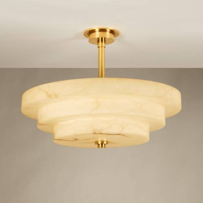 Picture of PERSHORE ALABASTER SEMI FLUSH, IVORY, LARGE, BRASS, 4 LIGHTS