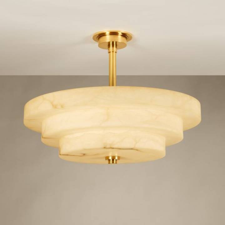 Picture of PERSHORE ALABASTER SEMI FLUSH, IVORY, LARGE, BRASS, 4 LIGHTS