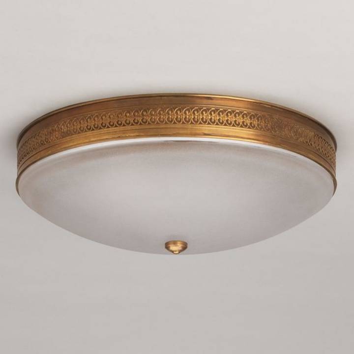 Picture of FROGMORE  FLUSH MOUNT, BRASS, PLAIN FROSTED GLASS, 2 LIGHTS
