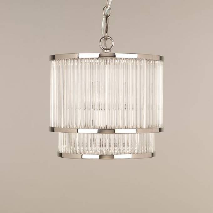 Picture of RIPON GLASS ROD CHANDELIER, NICKEL, 3 LIGHTS