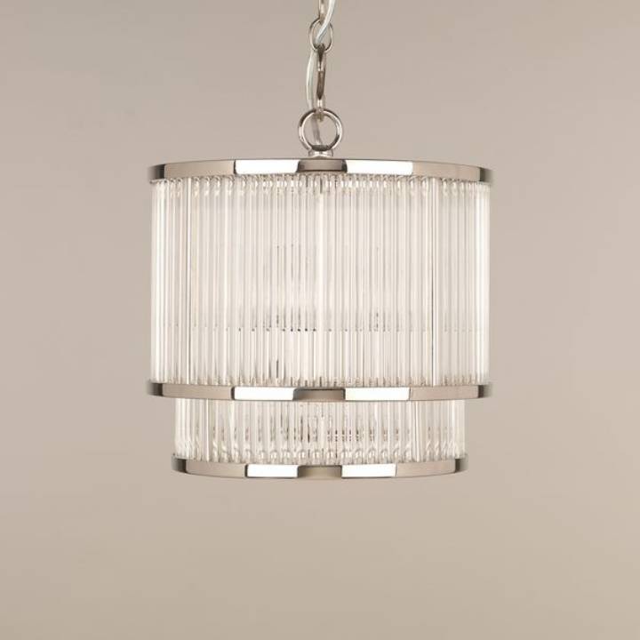 Picture of RIPON GLASS ROD CHANDELIER, NICKEL, 3 LIGHTS
