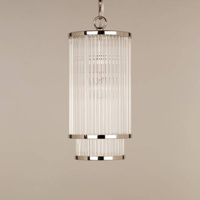 Picture of THIRSK GLASS ROD CHANDELIER, NICKEL, 1 LIGHT