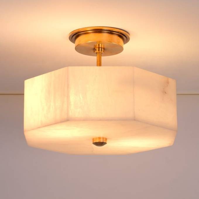 Picture of OAKLEY ALABASTER SEMI-FLUSH, BRASS, 2 LIGHTS