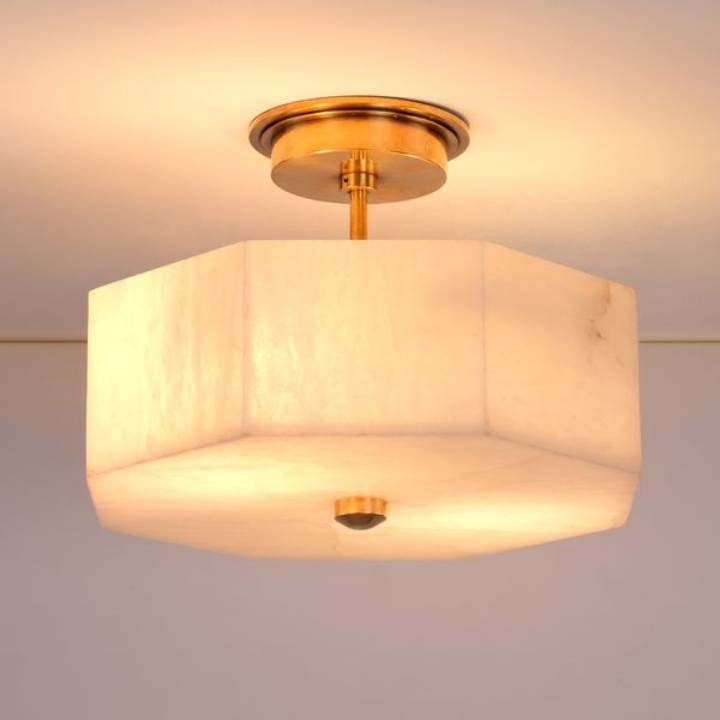 Picture of OAKLEY ALABASTER SEMI-FLUSH, BRASS, 2 LIGHTS
