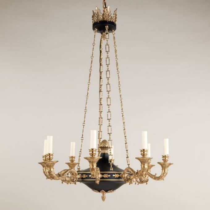 Picture of CHATILLON EMPIRE CHANDELIER, BRASS, BLACK, 8 LIGHTS