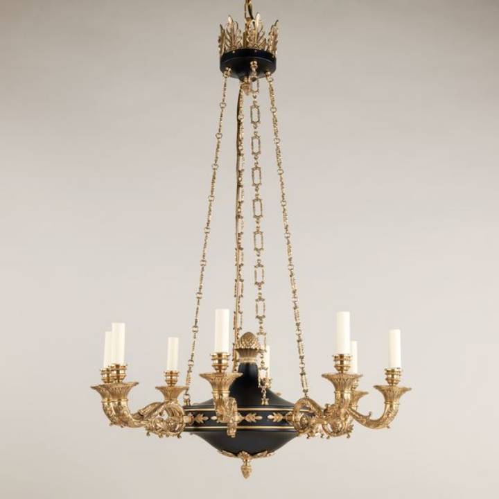 Picture of CHATILLON EMPIRE CHANDELIER, BRASS, BLACK, 8 LIGHTS