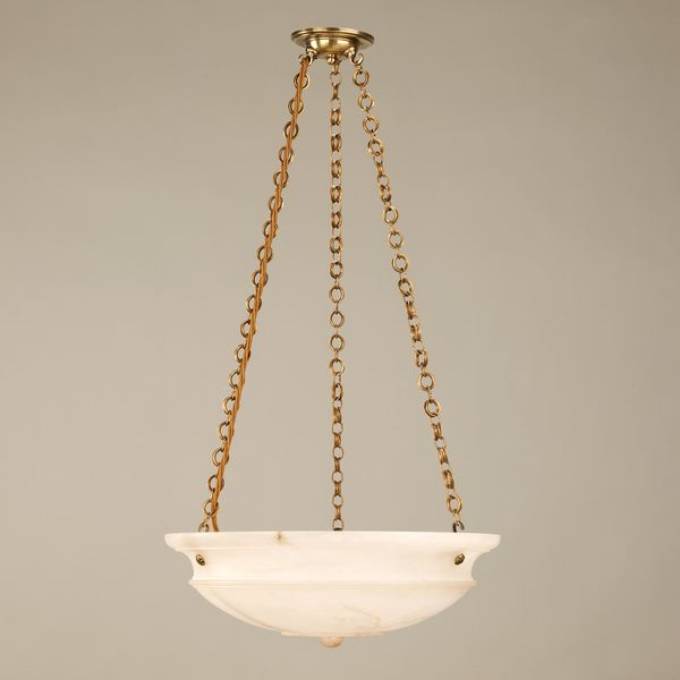 Picture of DYRHAM ALABASTER BOWL LIGHT, BRASS, 2 LIGHTS
