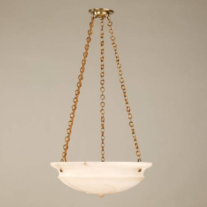 Picture of DYRHAM ALABASTER BOWL LIGHT, BRASS, 2 LIGHTS