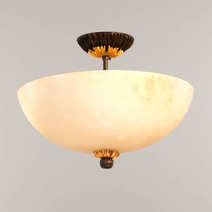 Picture of DUNKELD ALABASTER SEMI-FLUSH, BRONZE & GILT, 2 LIGHTS