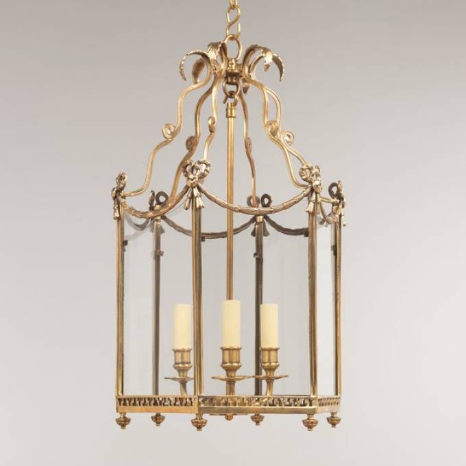 Picture of DROTTNINGHOLM LANTERN, SMALL, BRASS, 3 LIGHTS