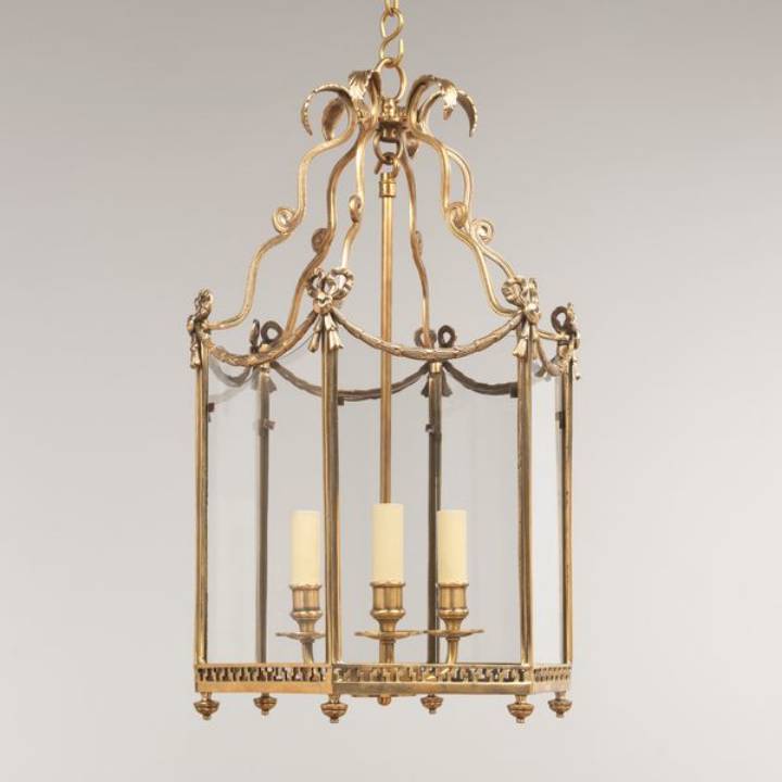 Picture of DROTTNINGHOLM LANTERN, SMALL, BRASS, 3 LIGHTS
