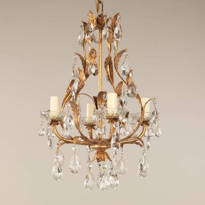 Picture of JOLIET CHANDELIER, GILT & CRYSTAL, 4 LIGHTS