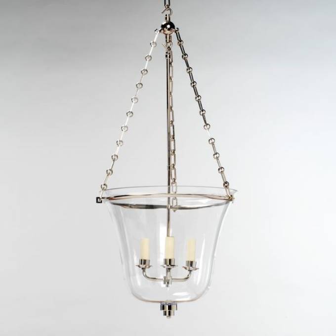Picture of COLETON GLASS GLOBE LANTERN, NICKEL, 3 LIGHTS