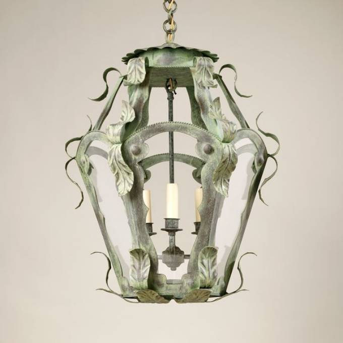 Picture of THETFORD TOLE LANTERN, GRAY GREEN, 3 LIGHTS