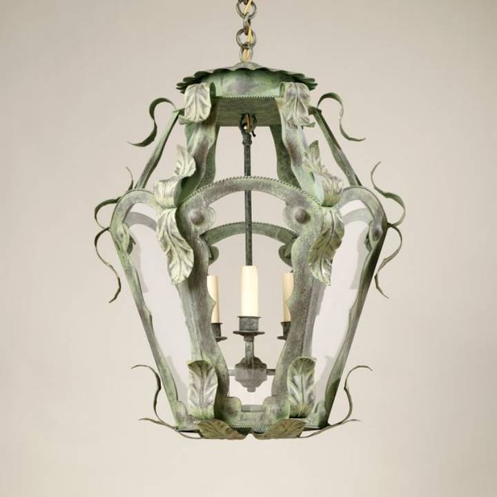 Picture of THETFORD TOLE LANTERN, GRAY GREEN, 3 LIGHTS