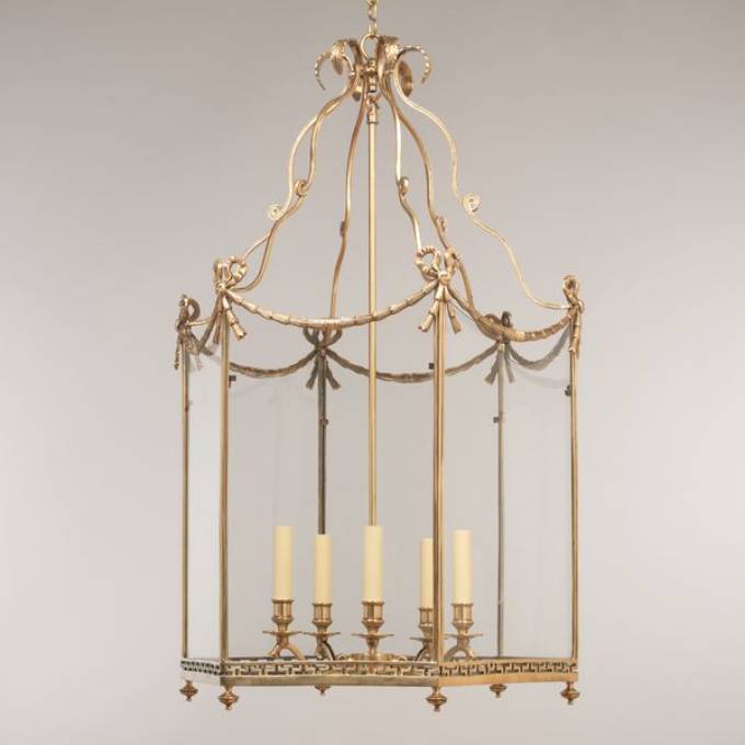 Picture of DROTTNINGHOLM LANTERN, LARGE, BRASS, 5 LIGHTS