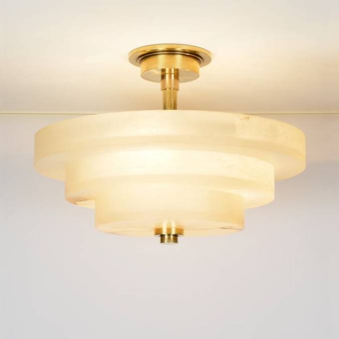 Picture of PERSHORE ALABASTER SEMI-FLUSH, BRASS, 3 LIGHTS