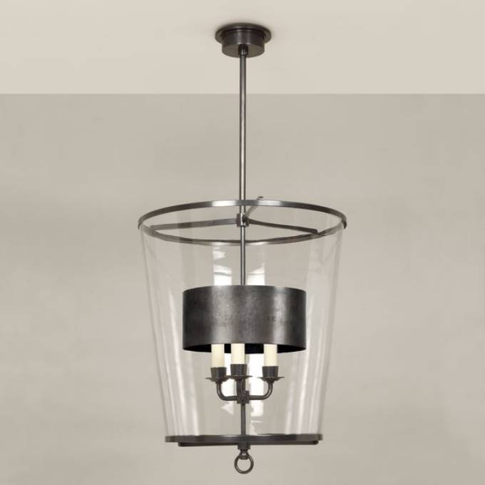 Picture of ZURICH LANTERN, LARGE, METAL SHADE, FIXED ROD, BRONZE, 3 LIG