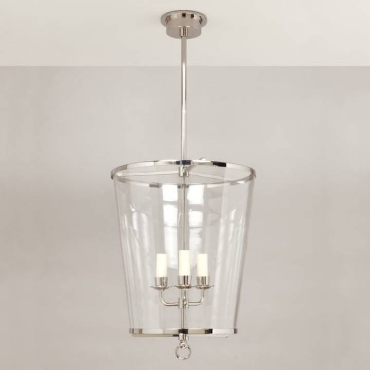 Picture of ZURICH LANTERN, SMALL, FIXED ROD, NICKEL, 3 LIGHTS