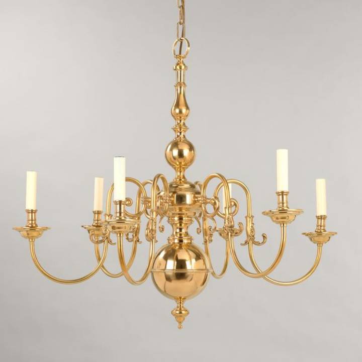 Picture of DUTCH CHANDELIER, LARGE, BRASS, 6 LIGHTS