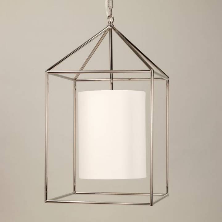 Picture of LADBROKE LANTERN, SMALL, NICKEL, 3 LIGHTS (LILY LINEN SHADE