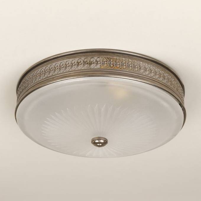Picture of FROGMORE FLUSH MOUNT, ANTIQUE SILVER, SPEARCUT FROSTED GLASS