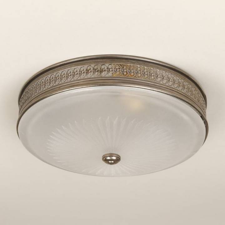 Picture of FROGMORE FLUSH MOUNT, ANTIQUE SILVER, SPEARCUT FROSTED GLASS