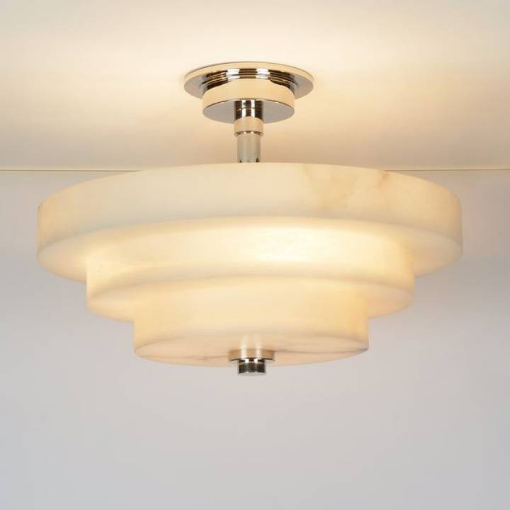 Picture of PERSHORE ALABASTER SEMI-FLUSH, NICKEL, 3 LIGHTS