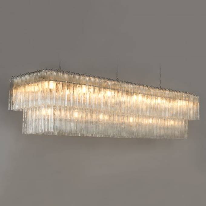 Picture of LYMINGTON RECTANGULAR CHANDELIER, NICKEL, GLASS, 18 LIGHTS, 96.75" WIDE