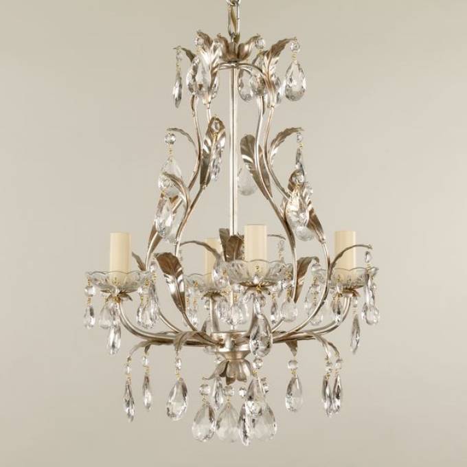 Picture of JOLIET CHANDELIER, SILVER GILT & CRYSTAL, 4 LIGHTS