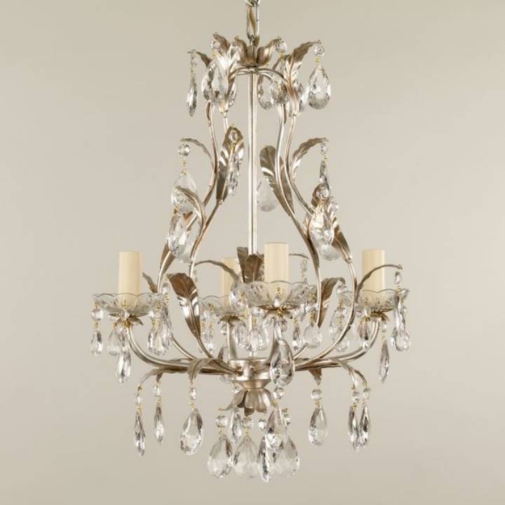 Picture of JOLIET CHANDELIER, SILVER GILT & CRYSTAL, 4 LIGHTS