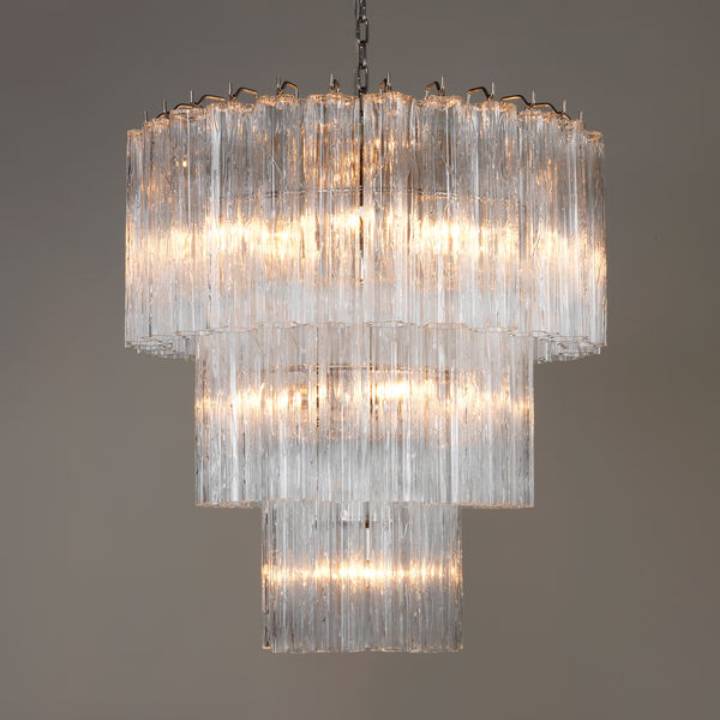 Picture of LYMINGTON CHANDELIER, 3-TIER, 27.25" WIDE, NICKEL & GLASS
