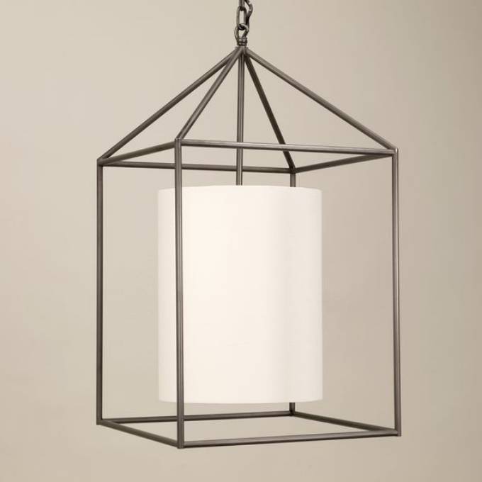 Picture of LADBROKE LANTERN, SMALL, BRONZE, 3 LIGHTS (LILY LINEN SHADE