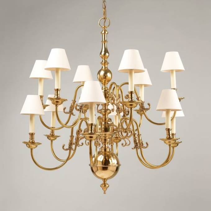 Picture of DUTCH CHANDELIER, 2-TIER, BRASS, 12 LIGHTS