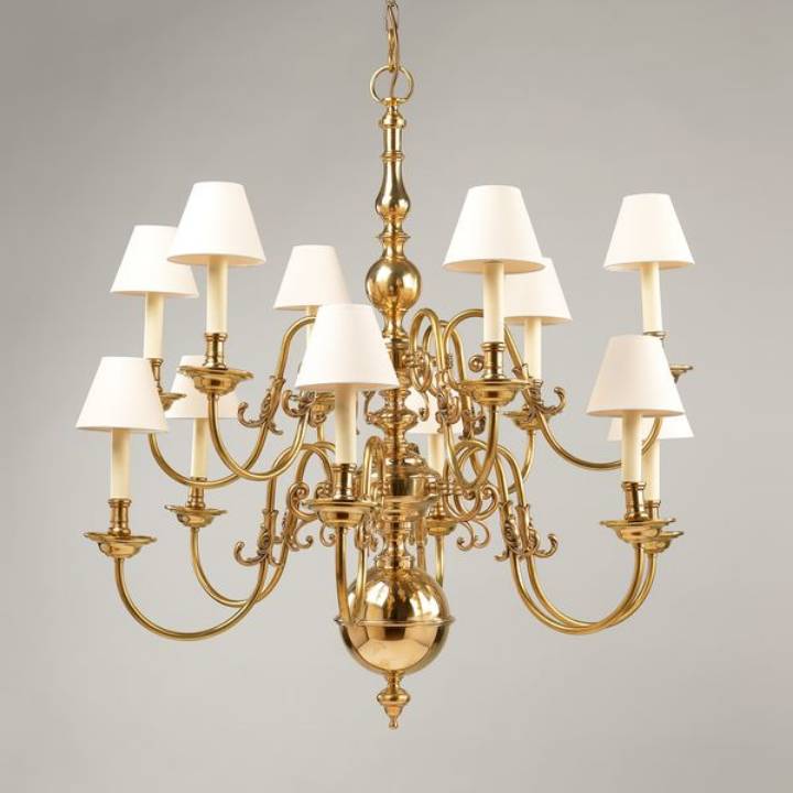Picture of DUTCH CHANDELIER, 2-TIER, BRASS, 12 LIGHTS