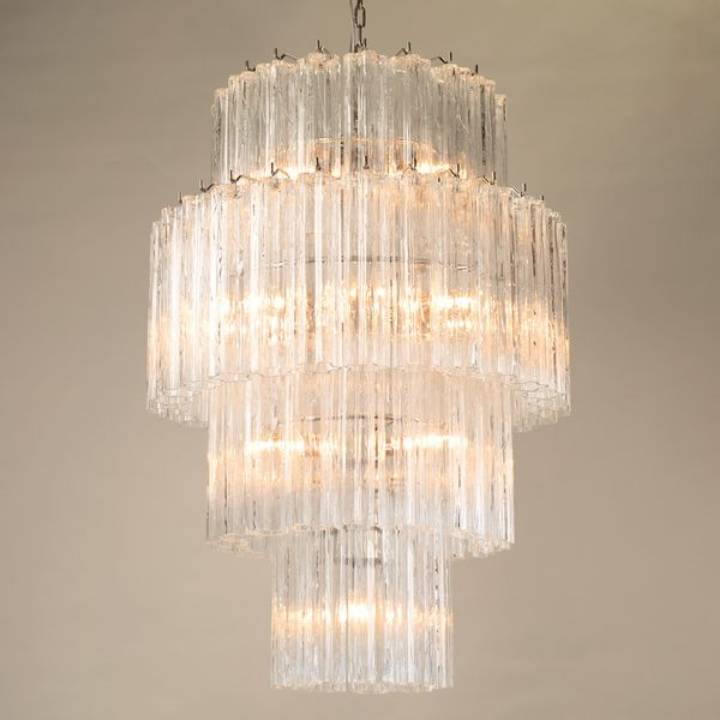 Picture of LYMINGTON CHANDELIER, 4-TIER, 27.25" WIDE, NICKEL & GLASS