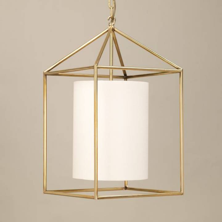 Picture of LADBROKE LANTERN, SMALL, BRASS, 3 LIGHTS (LILY LINEN SHADE I