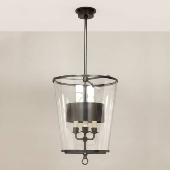 Picture of ZURICH LANTERN, SMALL, METAL SHADE, FIXED ROD, BRONZE, 3 LIG